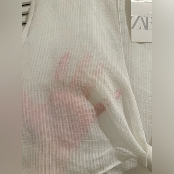 NWT Zara white sheer tie-front top - Picture 2 of 4